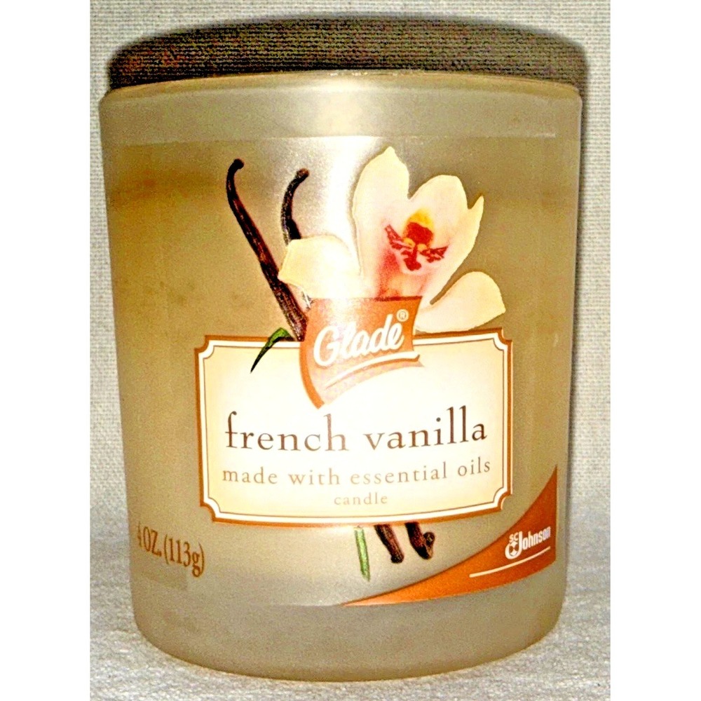 Glade French Vanilla Candle 4 oz Vintage Unburned Essential Oils